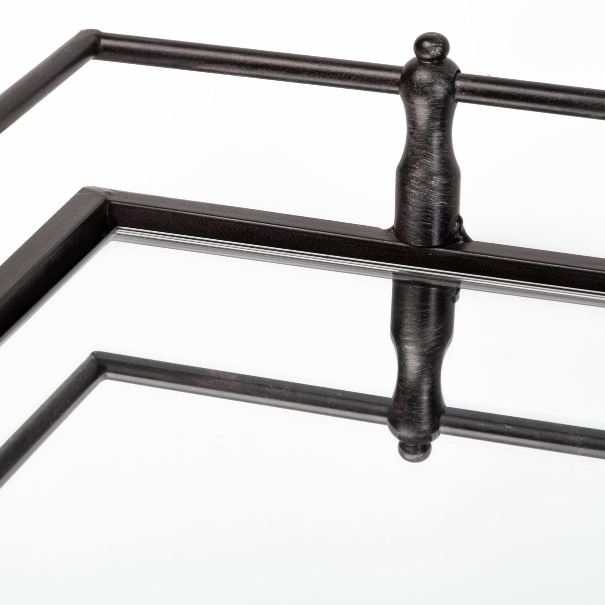 Christa 22L x 22W Black Metal Mirrored Base Square Tray from Mercana - Luna Furniture