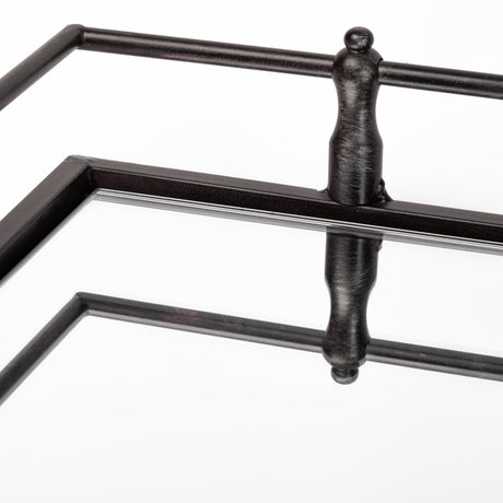 Christa 22L x 22W Black Metal Mirrored Base Square Tray from Mercana - Luna Furniture