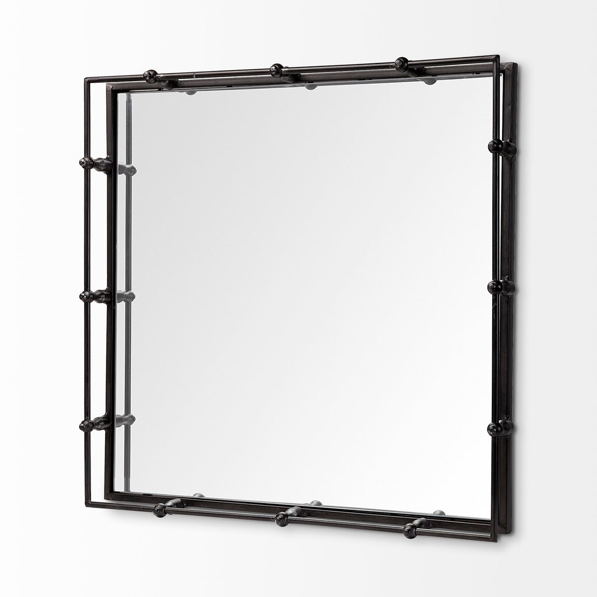 Christa 22L x 22W Black Metal Mirrored Base Square Tray from Mercana - Luna Furniture