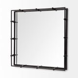 Christa 22L x 22W Black Metal Mirrored Base Square Tray from Mercana - Luna Furniture