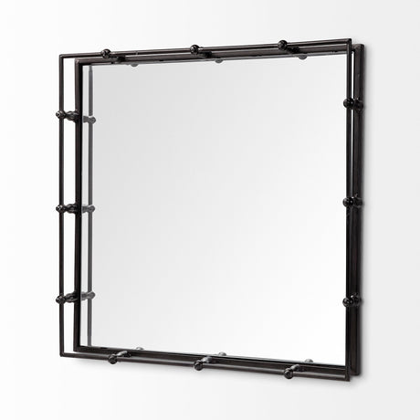 Christa 22L x 22W Black Metal Mirrored Base Square Tray from Mercana - Luna Furniture