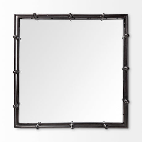 Christa 22L x 22W Black Metal Mirrored Base Square Tray from Mercana - Luna Furniture