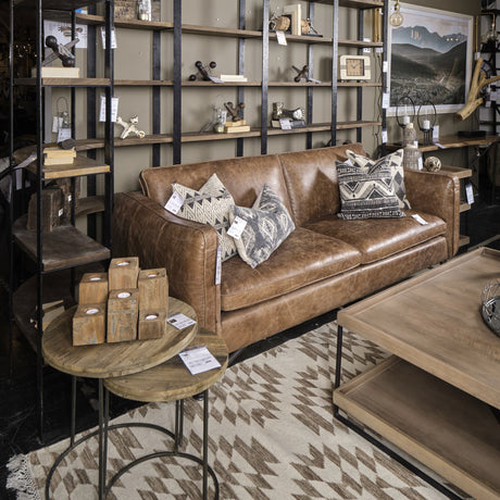 Cobain I 84" Brown Leather Two Seater Sofa from Mercana - Luna Furniture