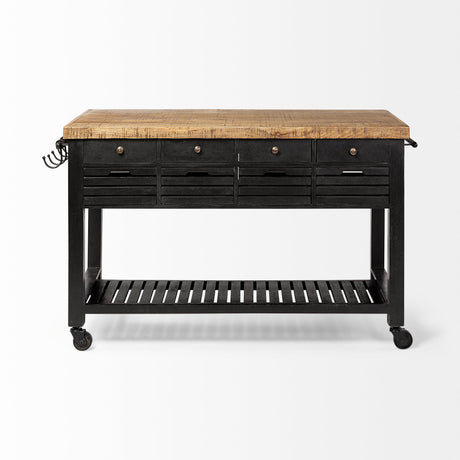 Columbia 62L x 28W x 36H Black Wooden Kitchen Island from Mercana - Luna Furniture