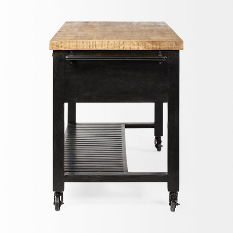 Columbia 62L x 28W x 36H Black Wooden Kitchen Island from Mercana - Luna Furniture