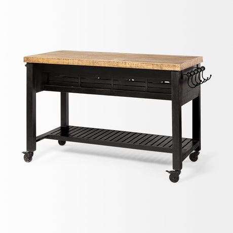 Columbia 62L x 28W x 36H Black Wooden Kitchen Island from Mercana - Luna Furniture