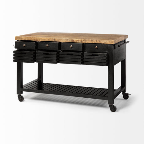 Columbia 62L x 28W x 36H Black Wooden Kitchen Island from Mercana - Luna Furniture