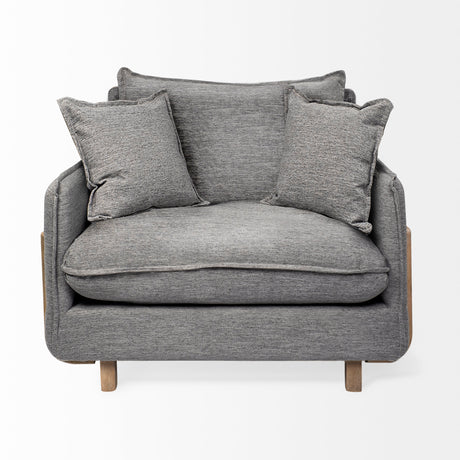 Roy II Castlerock Gray Upholstered and Brown Wood Frame Arm Chair from Mercana - Luna Furniture