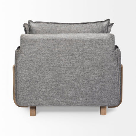 Roy II Castlerock Gray Upholstered and Brown Wood Frame Arm Chair from Mercana - Luna Furniture