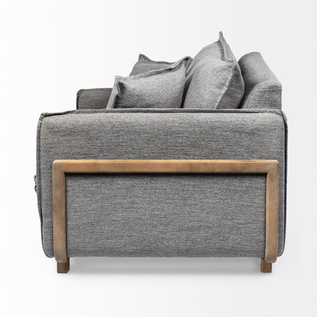 Roy II Castlerock Gray Upholstered and Brown Wood Frame Arm Chair from Mercana - Luna Furniture