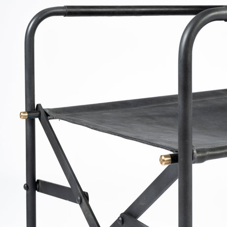 Direttore Black Iron Frame Black Leather Dining Chair from Mercana - Luna Furniture