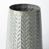 Gemma III Metal Glossy Green/Gray Chevron Vase from Mercana - Luna Furniture