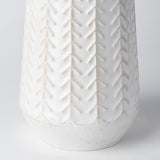 Gemma II Metal Glossy White Chevron Vase from Mercana - Luna Furniture