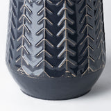 Gemma I Metal Glossy Dark Blue Chevron Vase from Mercana - Luna Furniture