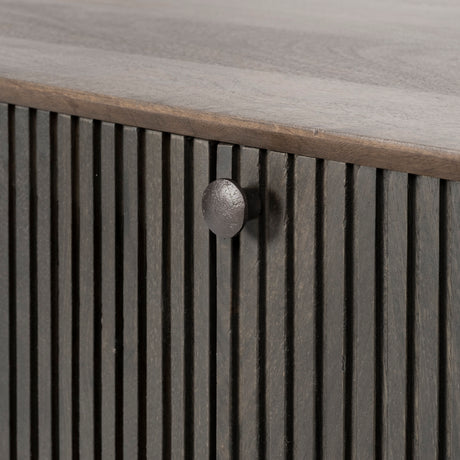 Grace I Two-Toned Brown Solid Wood TV Stand Media Console with Slated Doors, TV up to 82" from Mercana - Luna Furniture