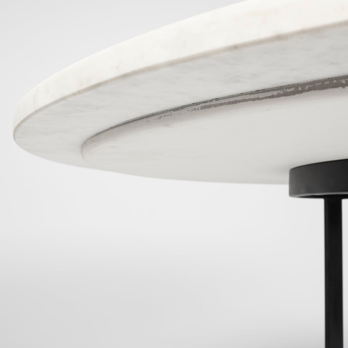 Tanner II 48" Round White Marble Top Black Metal Base Dining Table from Mercana - Luna Furniture