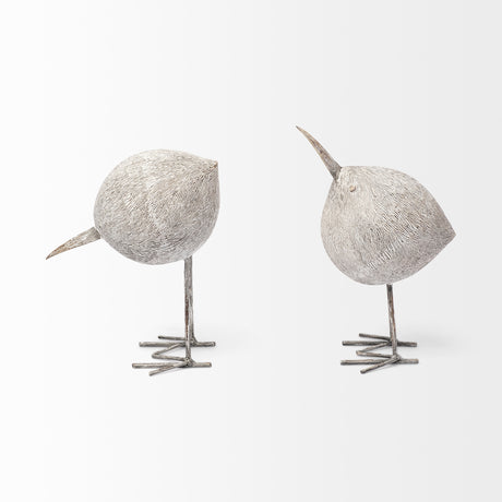 Snipe II 6L x 6W Off-White Resin Bird Ornament W/ Metal Feet from Mercana - Luna Furniture