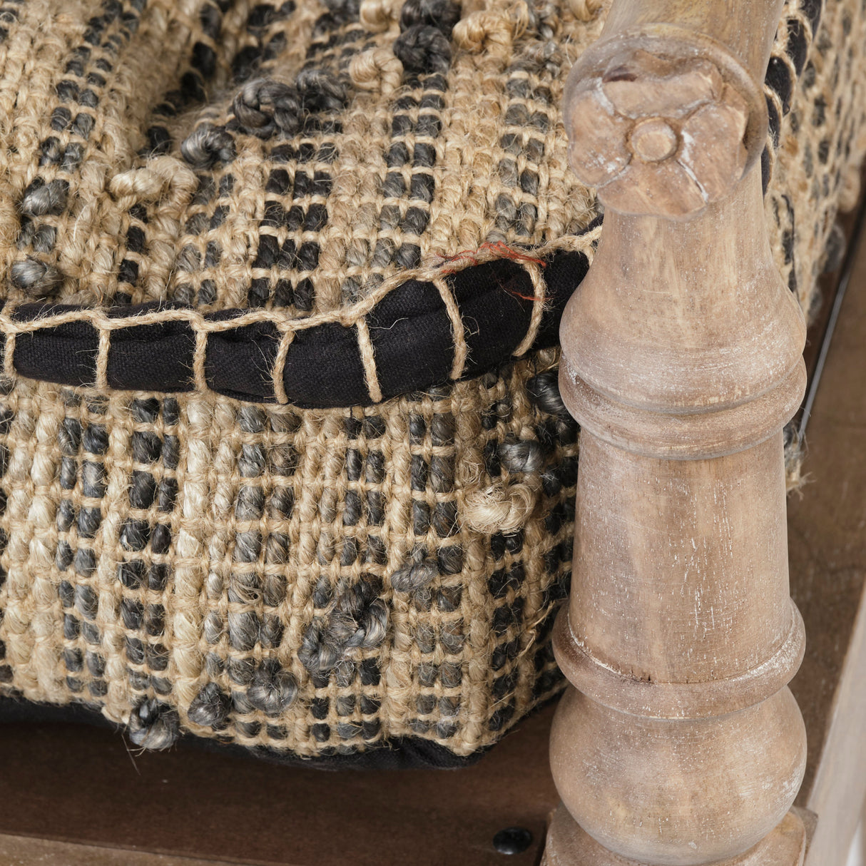Fullerton II 57L x 21W Jute Patterned Top W/Brown Wood Base Accent Bench from Mercana - Luna Furniture