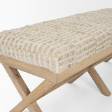 Solis II 50L x 16W Brown Base Beige Woven Leather Cushion Accent Bench from Mercana - Luna Furniture
