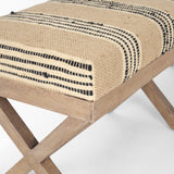 Solis 50L x 16W Brown Base Upholstered Beige/Black Stripe Seat Accent Bench from Mercana - Luna Furniture