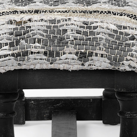 Denison II 56L x 15W Black Wood Base Woven-Leather Cushion Top Accent Bench from Mercana - Luna Furniture