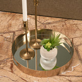 Serkis 15L x 15W Gold Metal Mirrored Base Round Tray from Mercana - Luna Furniture