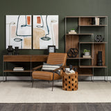 Morris III 47.25 X 15 X 75.5 Brown Wood and Silver Metal Frame 6 Shelf Shelving Unit from Mercana - Luna Furniture