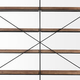 Trey IV 80L x 16W x 87.5H Medium Brown Wood and Iron Five Tray Shelf Shelving Unit from Mercana - Luna Furniture