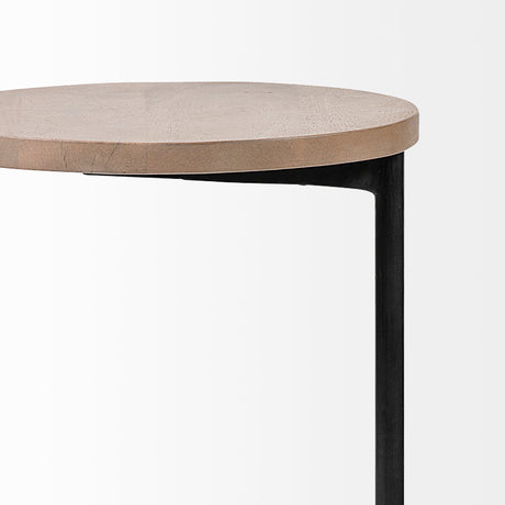 Ballatine 15L x 15W x 27H Brown Wood Round Top w/ Black Metal Base Accent Table from Mercana - Luna Furniture