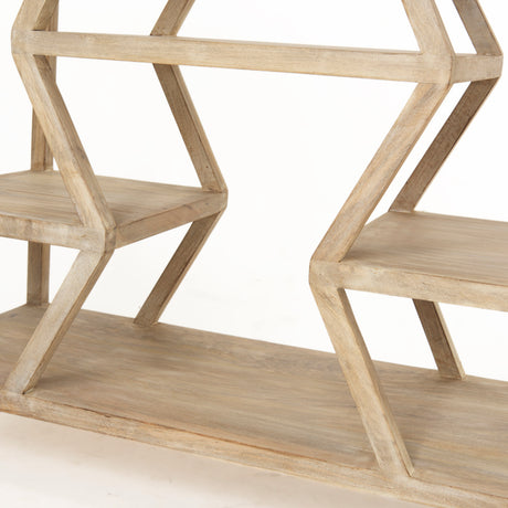 Dayton II 66L x 16W Natural Wooden Multi-Level Shelf Console Table from Mercana - Luna Furniture