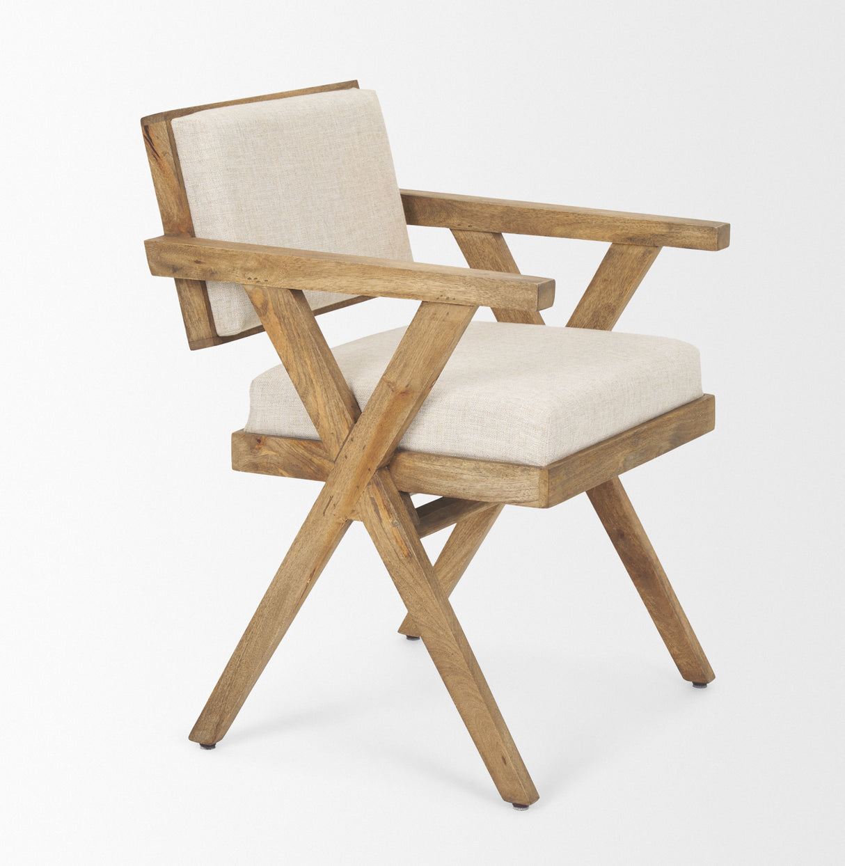 Topanga I Cream Fabric Wrap Medium Brown Wooden Frame Dining Chair from Mercana - Luna Furniture