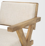 Topanga I Cream Fabric Wrap Medium Brown Wooden Frame Dining Chair from Mercana - Luna Furniture