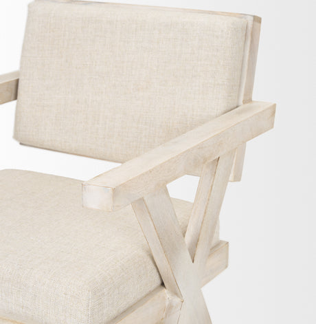 Topanga I Cream Fabric Wrap Blonde Wooden Frame Dining Chair from Mercana - Luna Furniture