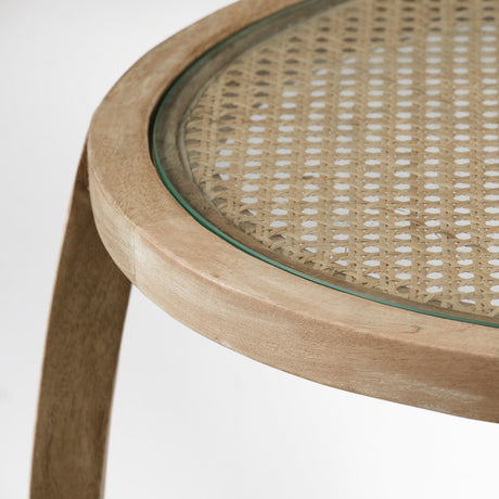 Hubbard I 22L x 22W Light Brown Wood Round Top W/Glass Accent Table from Mercana - Luna Furniture