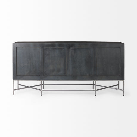 Hogarth I 72x15 Two-Tone Brown Solid Wood Base Silver Frame 4 Cabinet Sideboard from Mercana - Luna Furniture