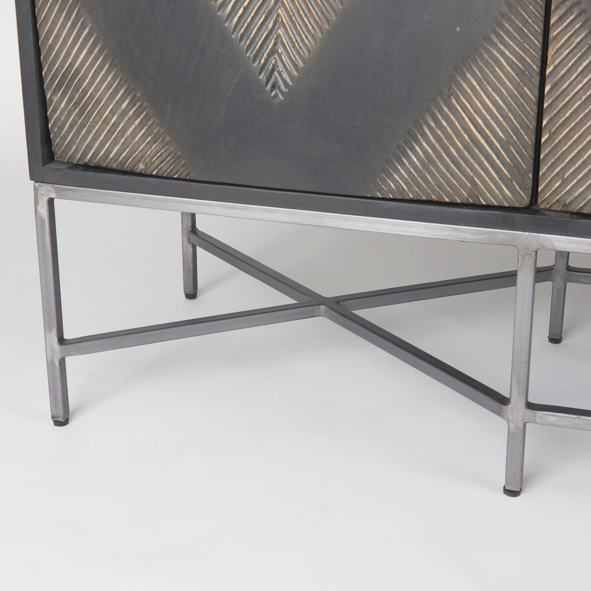 Hogarth I 72x15 Two-Tone Brown Solid Wood Base Silver Frame 4 Cabinet Sideboard from Mercana - Luna Furniture