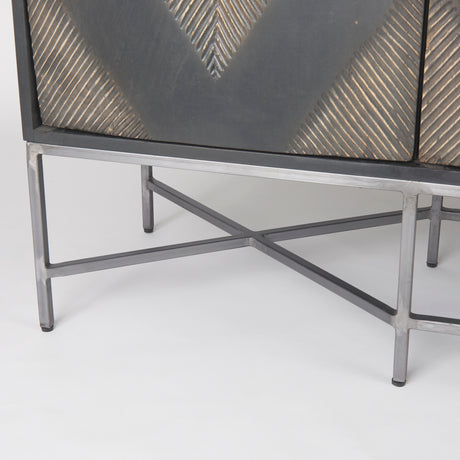 Hogarth I 72x15 Two-Tone Brown Solid Wood Base Silver Frame 4 Cabinet Sideboard from Mercana - Luna Furniture