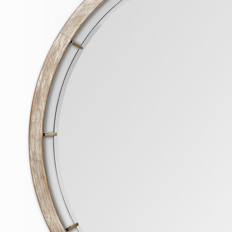 Sonance 54" Round Brown Wood Frame Mirror from Mercana - Luna Furniture