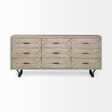 Giselle II Brown Fir Veneer W/Black Metal Leg 9 Drawer Sideboard from Mercana - Luna Furniture