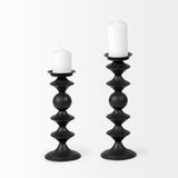 Candelero I Small Black Metal Grooved Table Candle Holder from Mercana - Luna Furniture