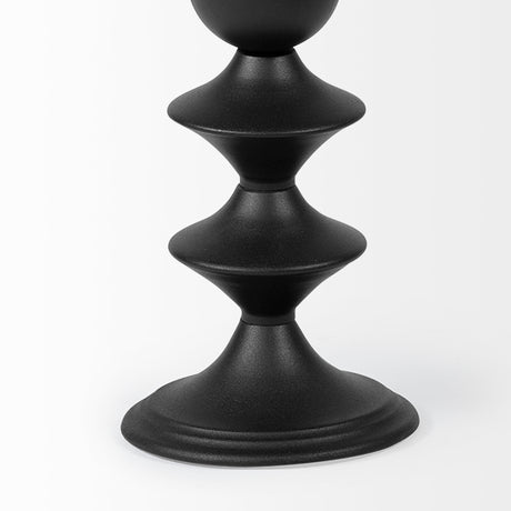 Candelero I Small Black Metal Grooved Table Candle Holder from Mercana - Luna Furniture