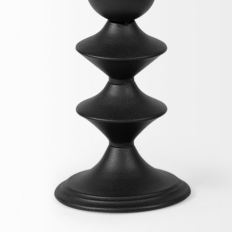 Candelero II Large Black Metal Grooved Table Candle Holder from Mercana - Luna Furniture