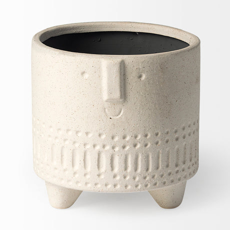 Jacob I Short White Ceramic Smiling Face Vase from Mercana - Luna Furniture