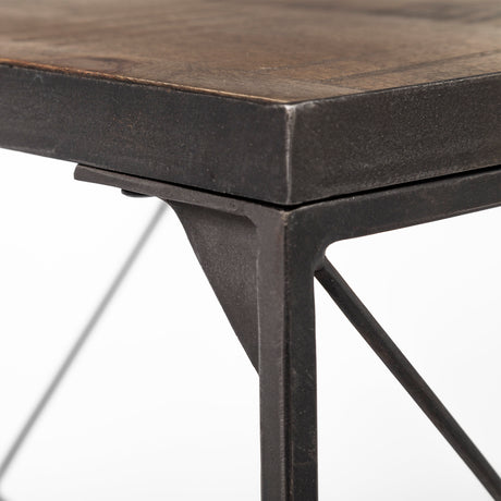 Trestman III 66L x 18W Brown Wood Top W/Black Iron Base Accent Bench from Mercana - Luna Furniture