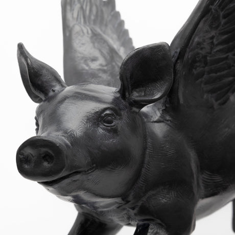 Hogbadi Set of 2 Black Flying Pigs from Mercana - Luna Furniture