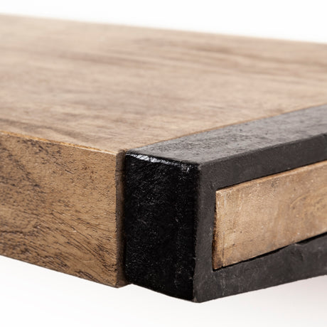 Dion I 58.0L x 11.0W x 11.0H Brown Wood W/Black Metal Wall Shelf from Mercana - Luna Furniture