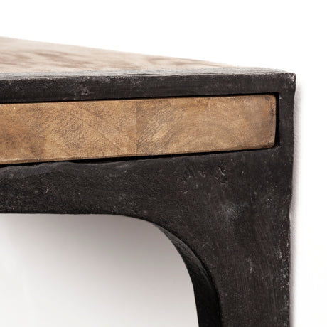 Dion I 58.0L x 11.0W x 11.0H Brown Wood W/Black Metal Wall Shelf from Mercana - Luna Furniture