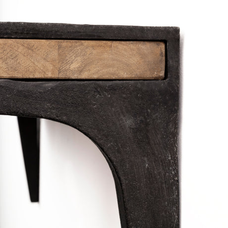 Dion I 58.0L x 11.0W x 11.0H Brown Wood W/Black Metal Wall Shelf from Mercana - Luna Furniture