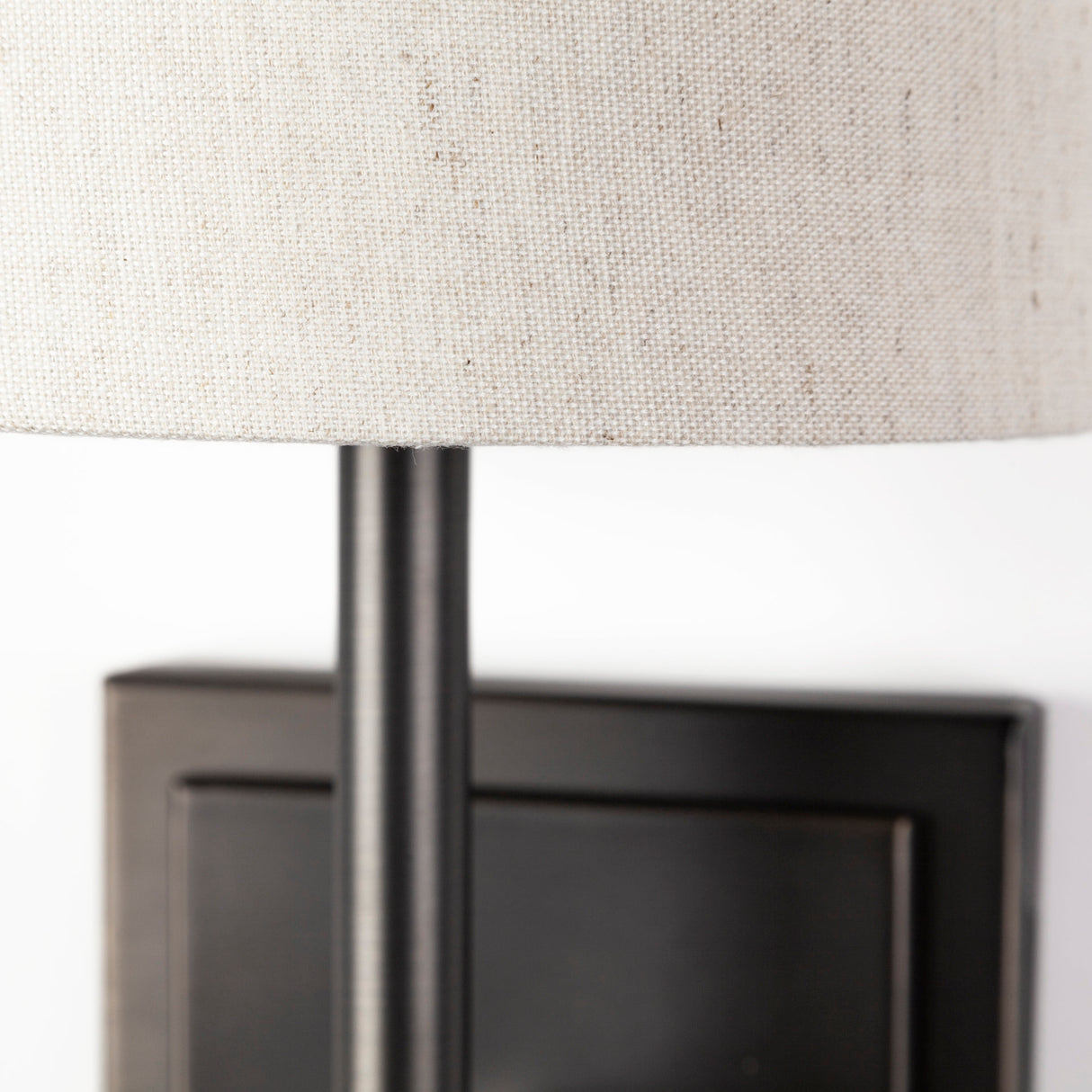Bourgeois II 9x16 White Fabric Shade Brown Metal Base Wall Sconce from Mercana - Luna Furniture