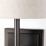 Bourgeois II 9x16 White Fabric Shade Brown Metal Base Wall Sconce from Mercana - Luna Furniture